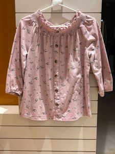 Pink Floral Button-Up Blouse