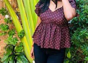 Stylish Peplum Top with Polka Dots