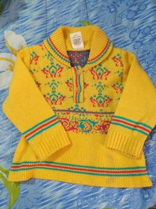 Yellow Patterned Kids' Sweater with pant