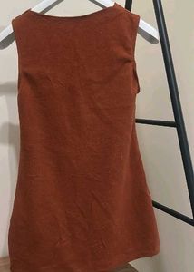 Brown Sleeveless Mini Dress