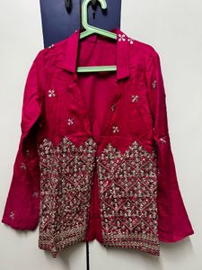 Pink Embellished Indian Blazer