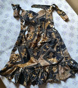 Elegant Baroque Print Mini Dress