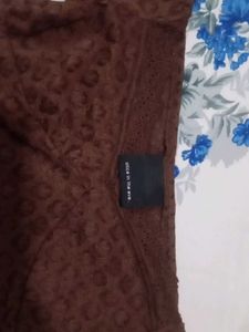 Brown Flare Sleeve Lace Top