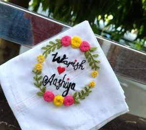 floral Hand-Embroidered handkerchiefs  coustmizati