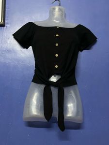 SHEIN BRANDED Off-Shoulder Tie-Front Top