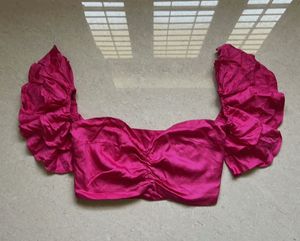 Stylish Pink Blouse with Puff Sleeves