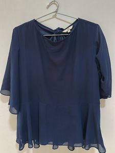 Elegant Navy Blue Peplum Top