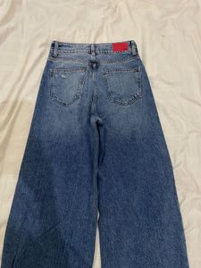 Zara Wide Leg Distressed Jeans