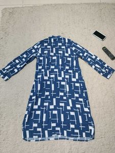 Blue Geometric Print Midi Dress