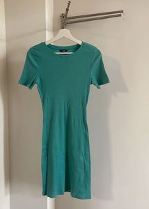 Aqua Ribbed T-Shirt Bodycon  Dress