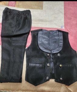 Black 2 Pc Suit Inner Jacket &amp; Pant