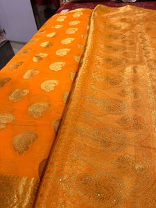 Orange Banarasi Silk Zari Saree