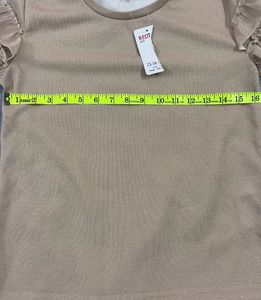 Shimmering Fabric In Gold Colour Top,Frill Sleeves