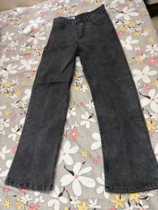 Stylish Grey Wash Wide Leg Jeans