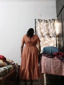 customized Peach Striped Dress length 47