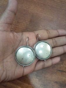 Silver Tone Round Dangle Earrings