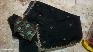 Elegant Black Saree with Embellished Blouse