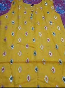 Yellow Embroidered Kurta