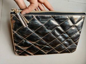 Chic Quilted Metallic Pouch