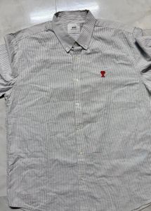 AMI Paris Striped Button-Up Shirt