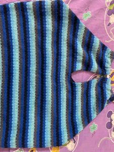 Blue Striped Halter Neck Crop Top