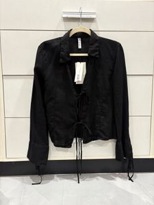 Zara Black Tie-Front Blouse
