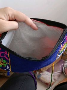 Bohemian Embroidered Mirror Work Clutch
