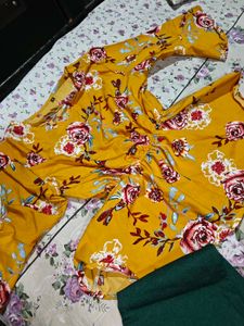 Yellow Floral top and pants set