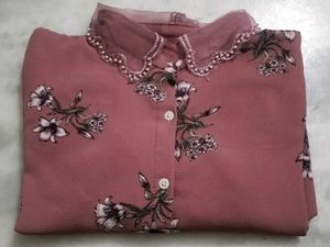 Stylish Floral Print Peach Top