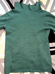 Teal Ribbed Collared Knit Top