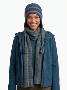Striped Knit Beanie with Tassels