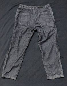 Archive Lace-Up Detail Black Denim Baggy Jeans