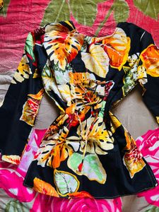 Vibrant Tropical Print Long Sleeve Top