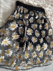 Embroidered Top &amp; Daisy organza Skirt Set