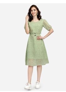 Chic Printed Puff Sleeve Dress