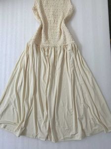 Cream Smocked Maxi Dress