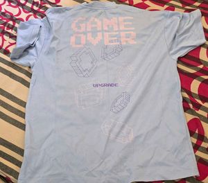 Light Blue "Game Over" Graphic oversized Tee