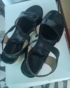Black Wedge Sandals