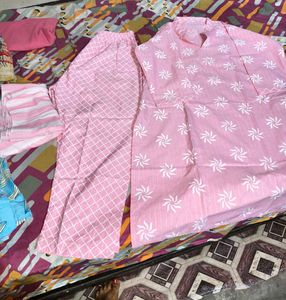 New Pink Printed Kurta Set with Dupatta