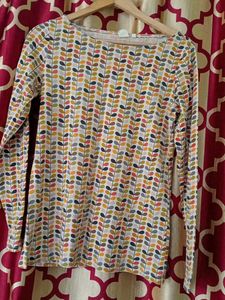 Long Sleeve Leaf Print Top
