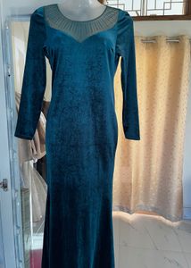 Elegant Teal Velvet Gown