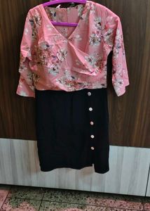 Chic Floral Print Wrap Dress / one piece