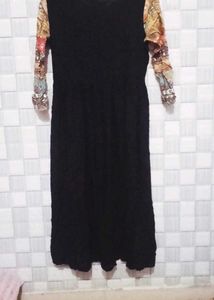 Elegant Black Anarkali Kurta with Vibrant Print