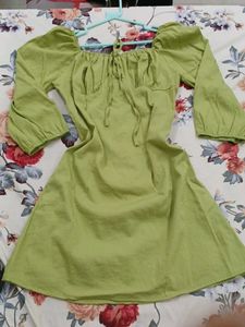 Green Long Sleeve Mini Dress