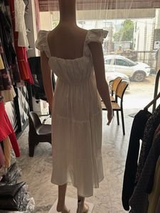 Chic White Tiered Midi Dress