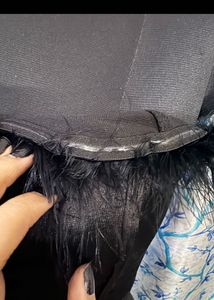 Black Feather Trim Corset Top