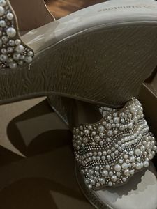 Embellished Pearl &amp; Rhinestone Sandals