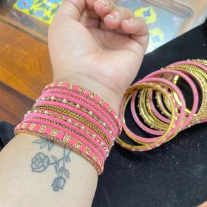 Pink & Gold Bangle Set - 2.6