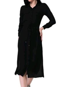 Black Korean Shirt Dress