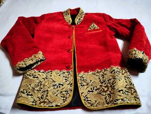 Red &amp; Gold Ethnic blazer for your lil hero